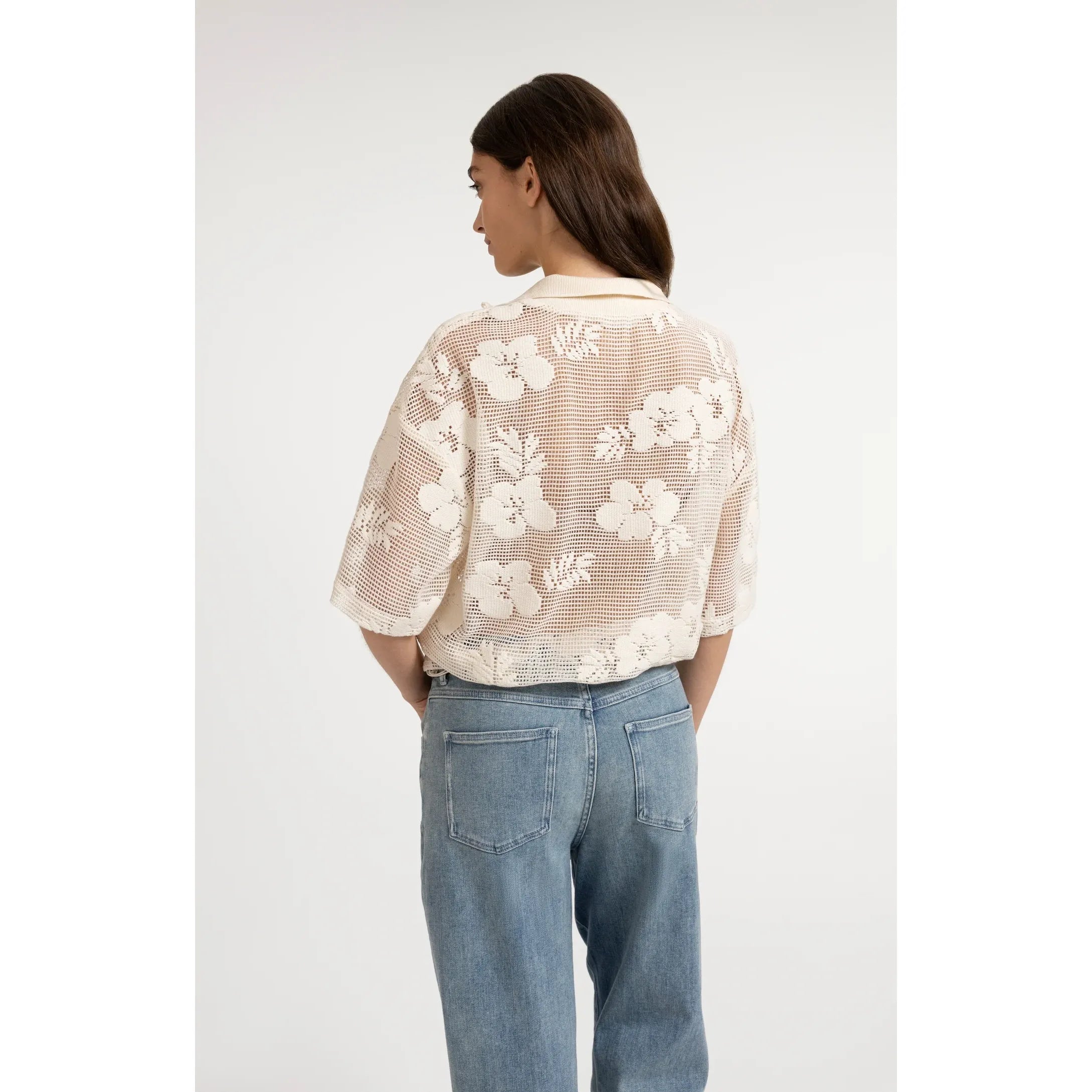 Floral Crochet Zip Jacket