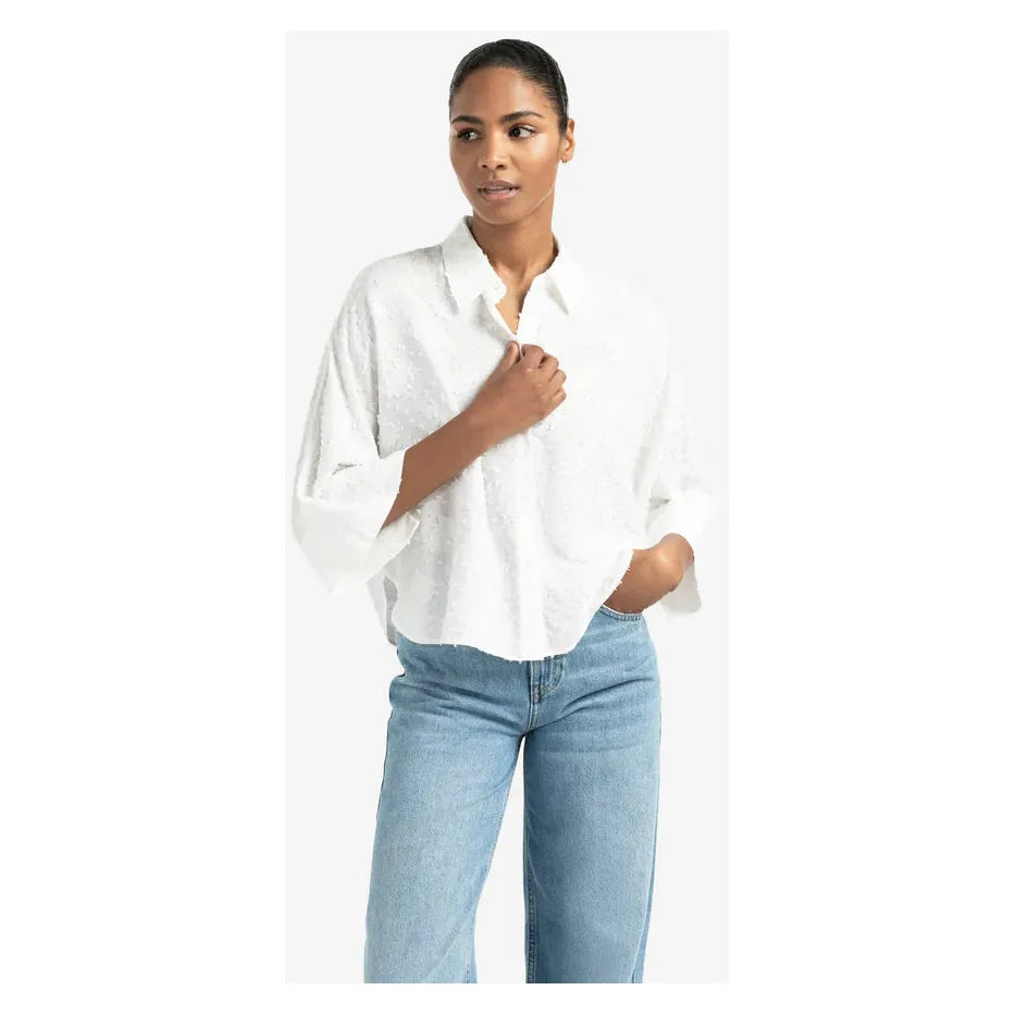 Cropped Jacquard Airy Blouse