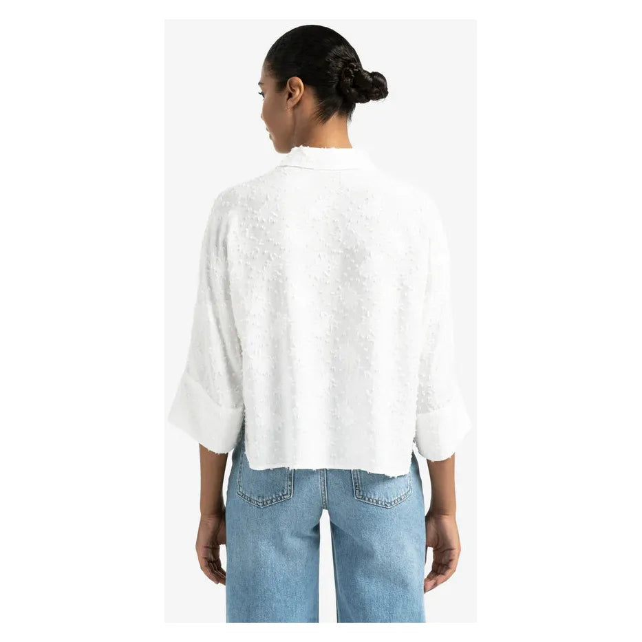 Cropped Jacquard Airy Blouse