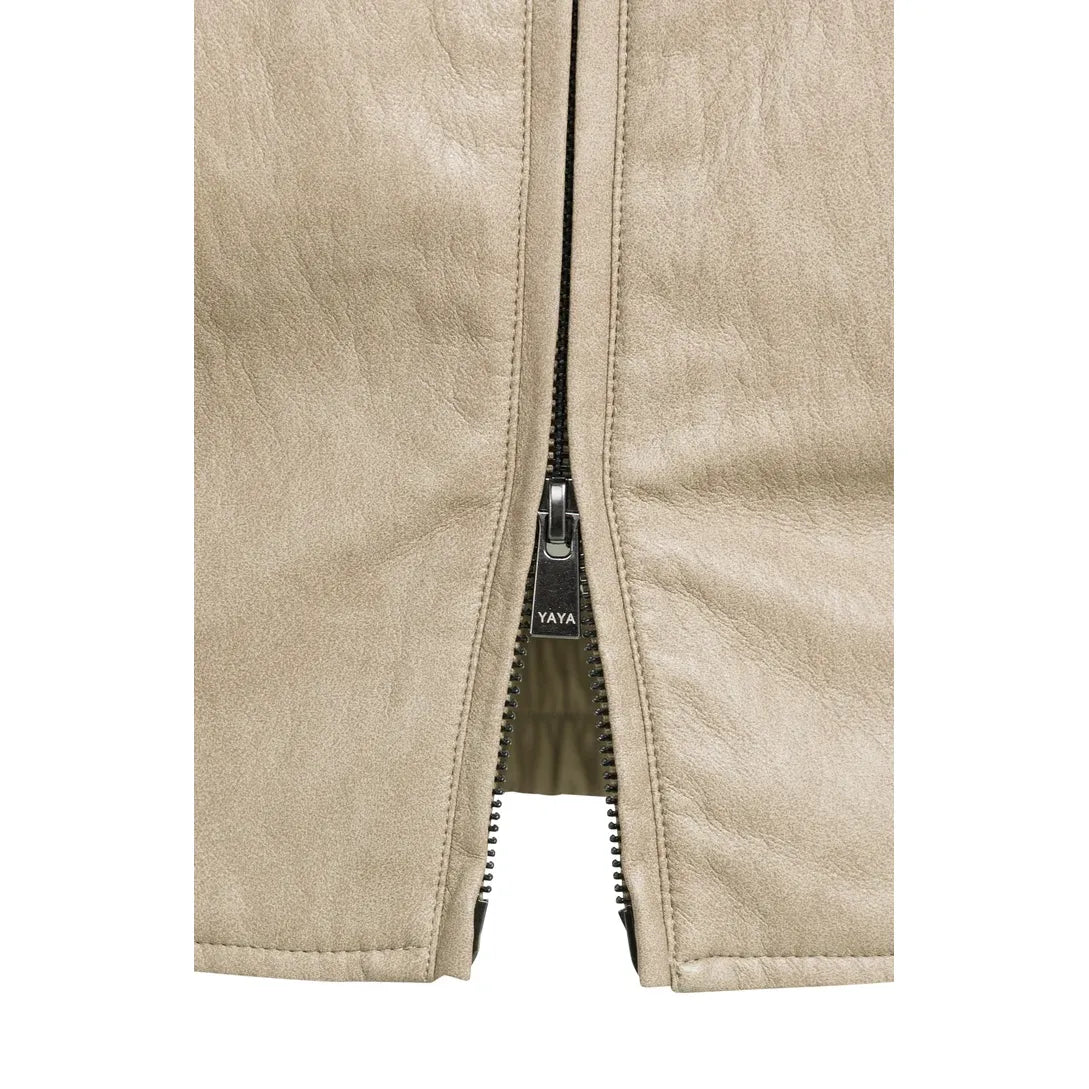 Cropped Faux Leather Jacket