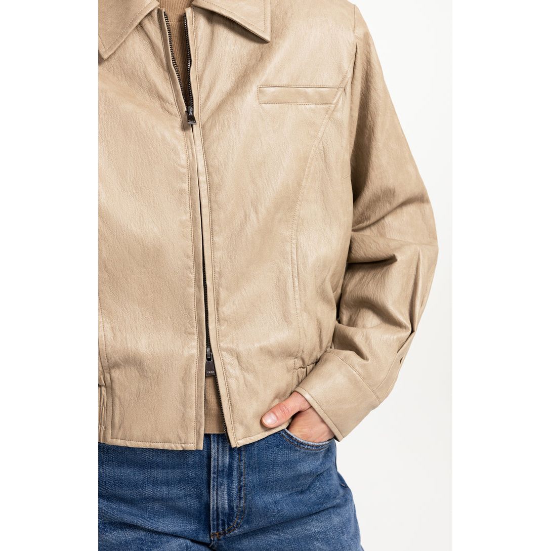 Cropped Faux Leather Jacket