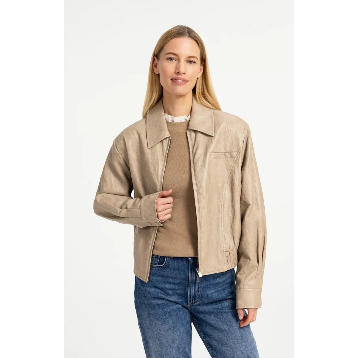 Cropped Faux Leather Jacket