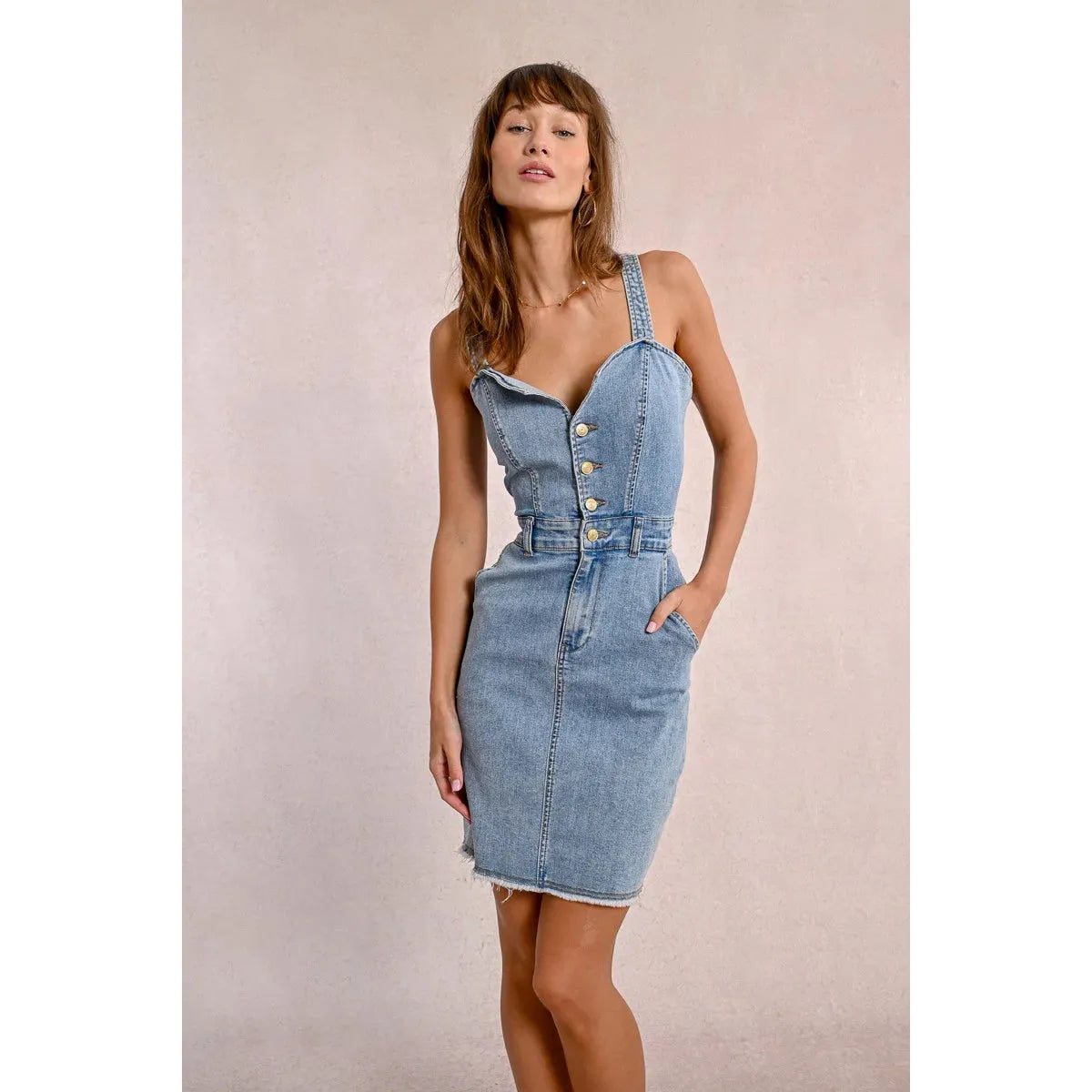 Strappy Light Blue Denim Dress