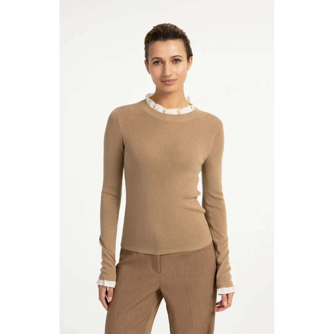 Ruffle Fine Knit Rib Top