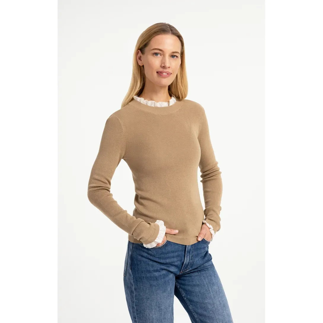 Ruffle Fine Knit Rib Top