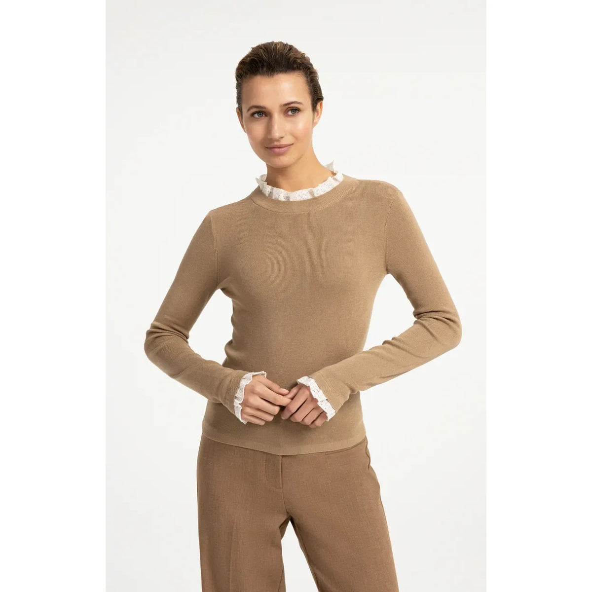 Ruffle Fine Knit Rib Top