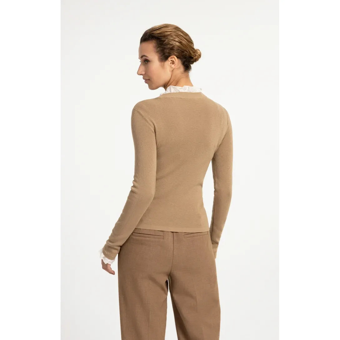 Ruffle Fine Knit Rib Top