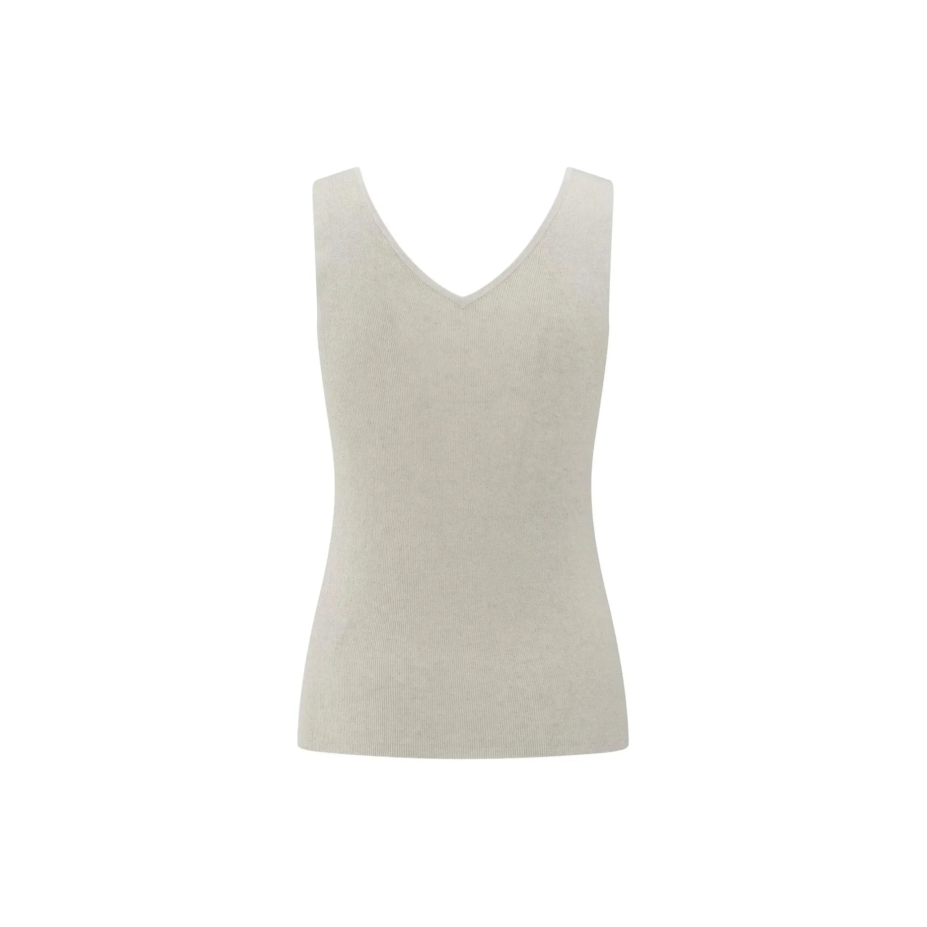 Fine rib knitted tank top with V-neckline
