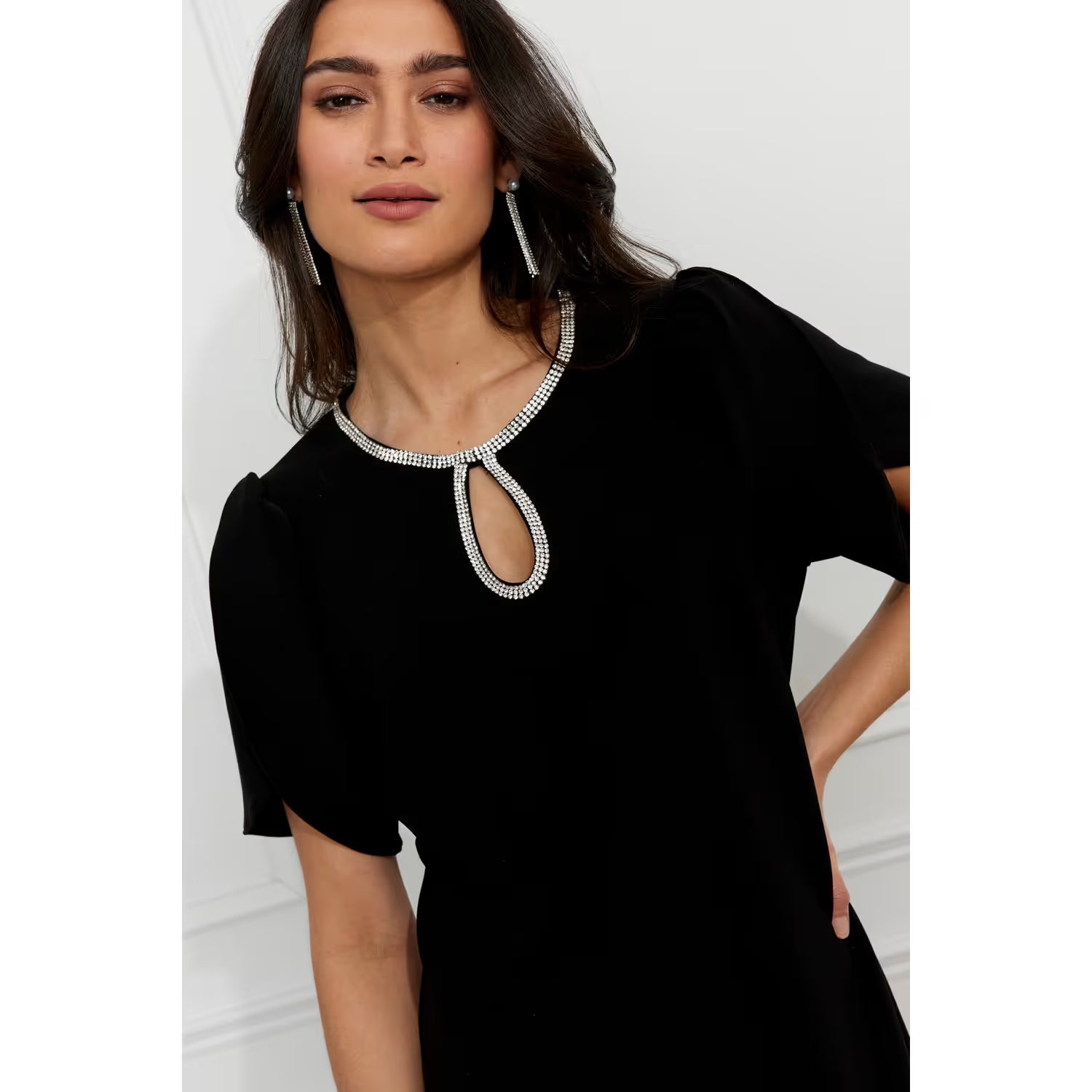 Jewel Embellished Shift Dress Style 259019