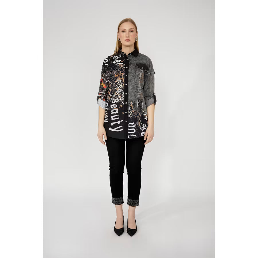 Frank Lyman Animal Print Long Sleeve Shirt – Style 253749