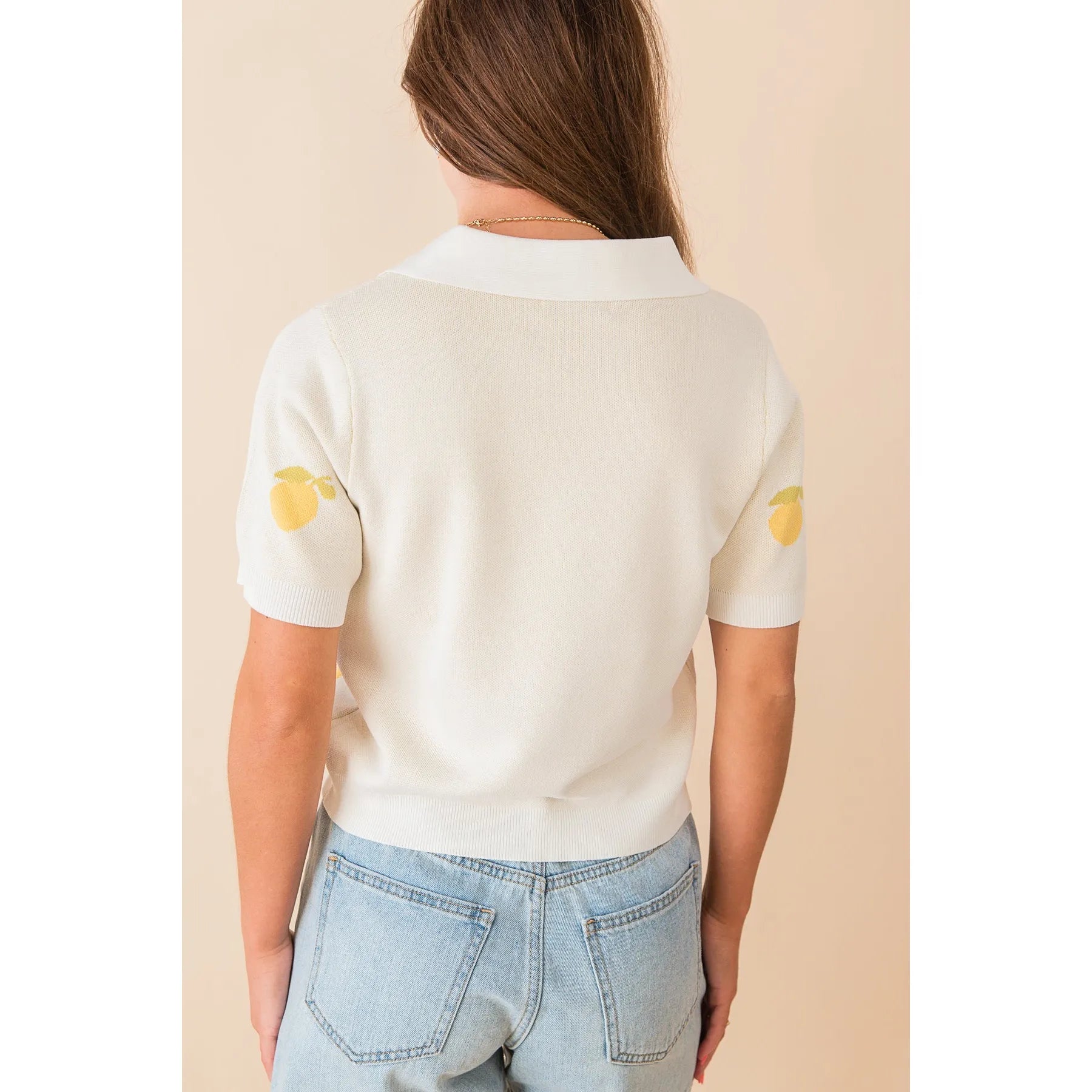 Citron Embroidered Lemons Knit Shirt