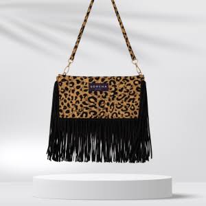 SORENA LEOPARD VELVET FRINGE BAG
