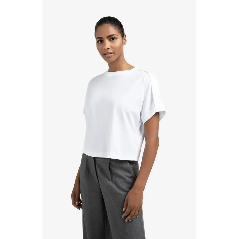 Jersey Top with Short Sleeves and Fold Detail