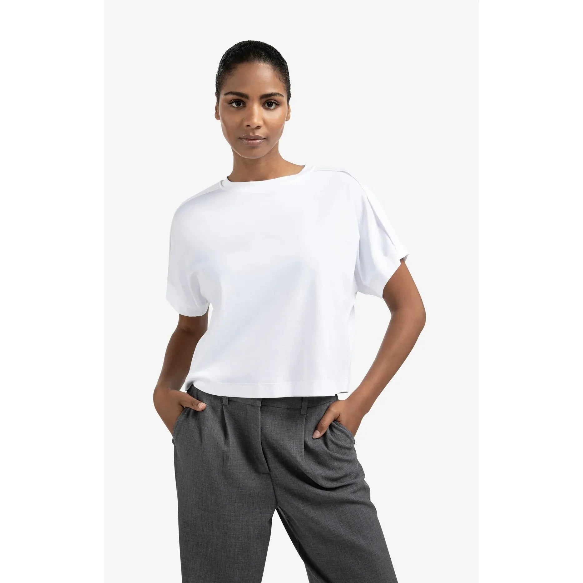 Jersey Top with Short Sleeves and Fold Detail