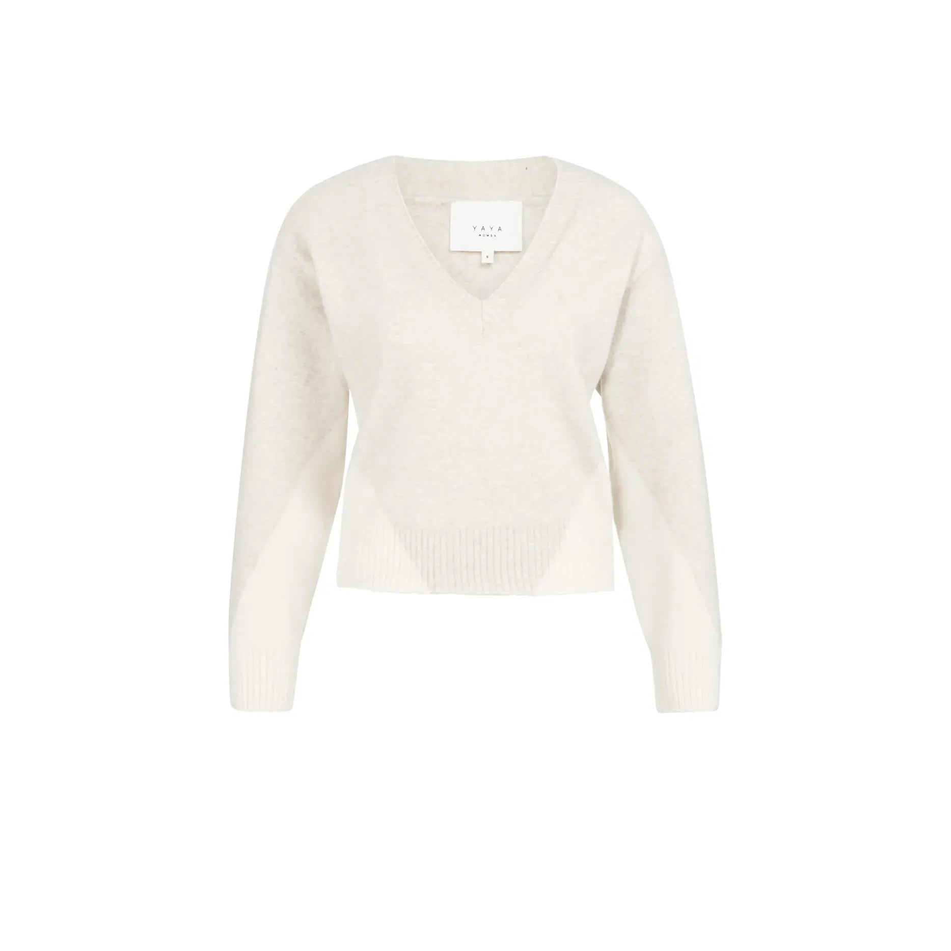 Knitted sweater with V-neck and colorblock effect