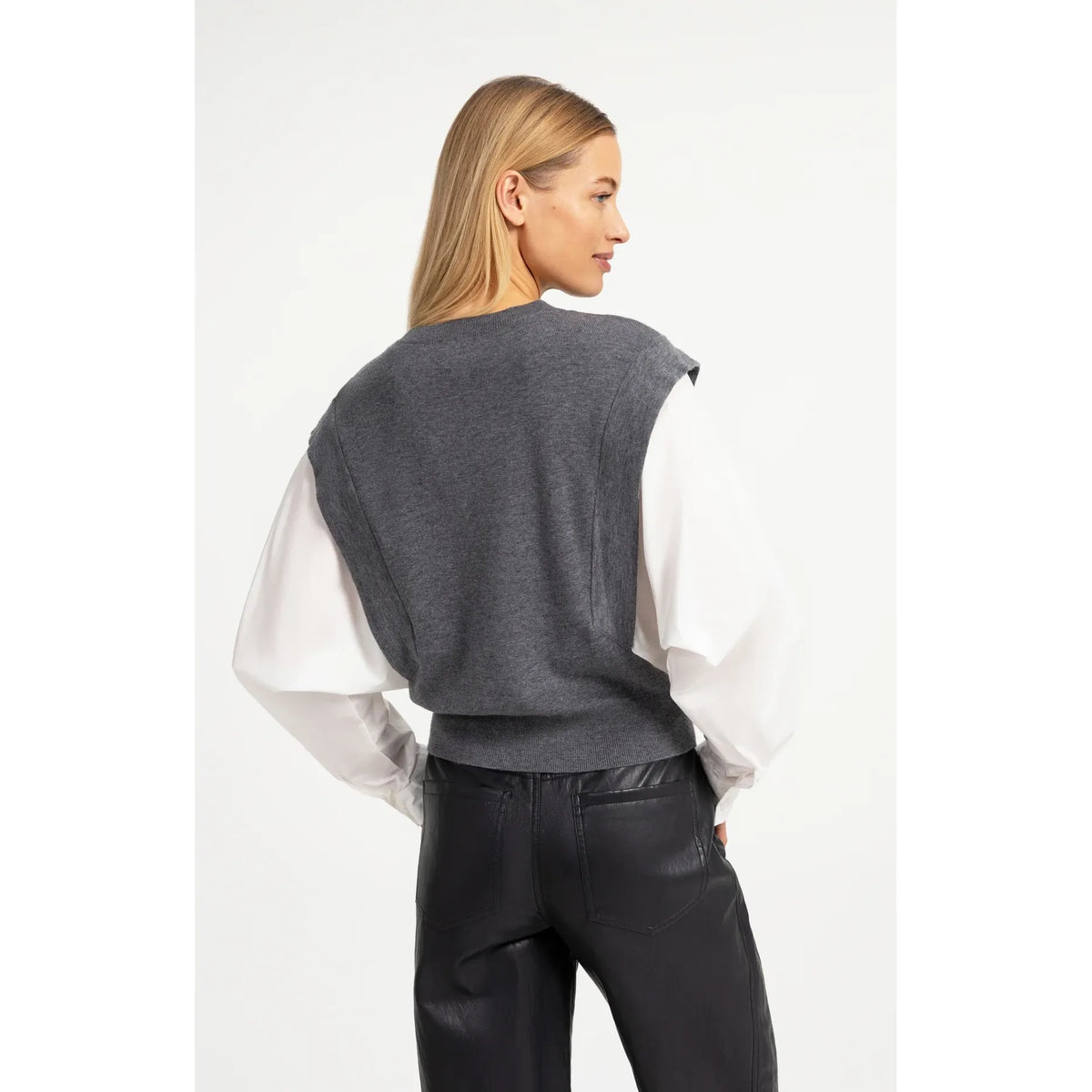 Knitted Sweater w/ Woven Sleeves