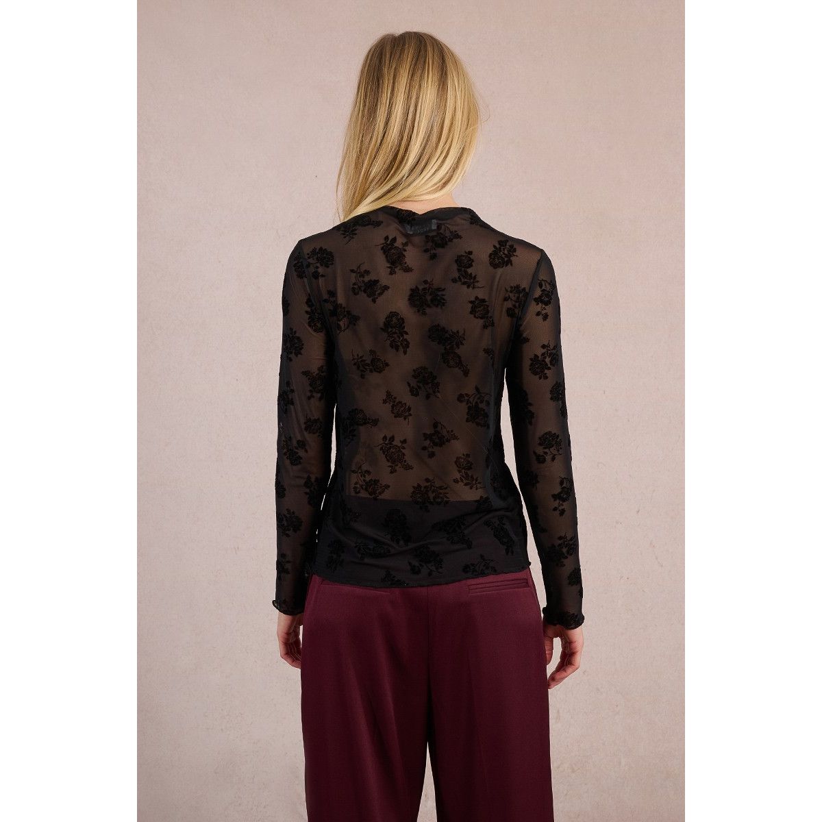 Sheer Floral Embroidered Top