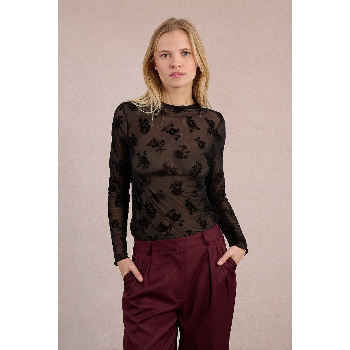 Sheer Floral Embroidered Top