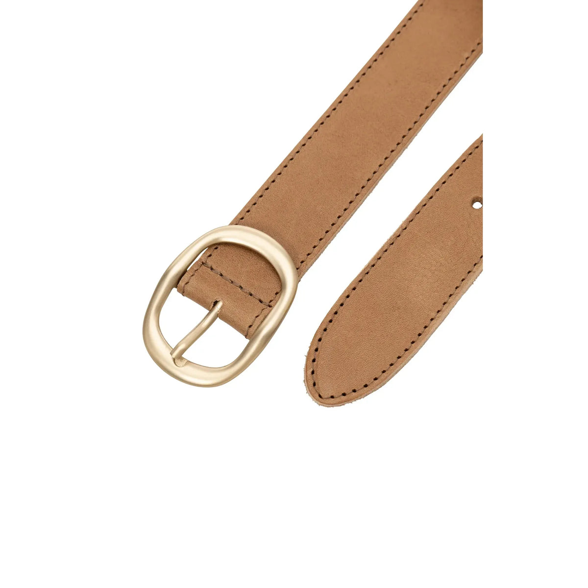 Rounded Buckle Leather Belt