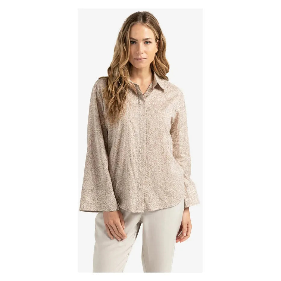 Leopard print blouse with back button detail