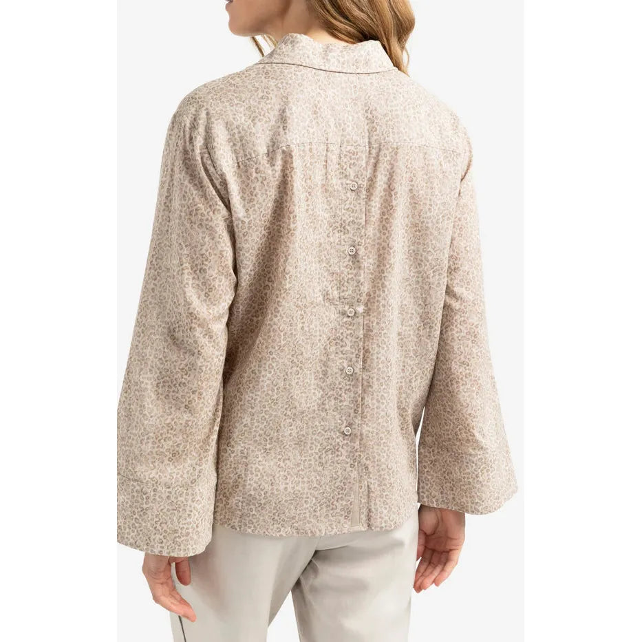 Leopard print blouse with back button detail