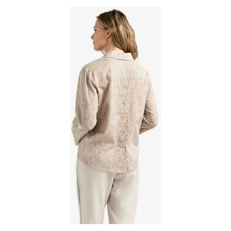 Leopard print blouse with back button detail