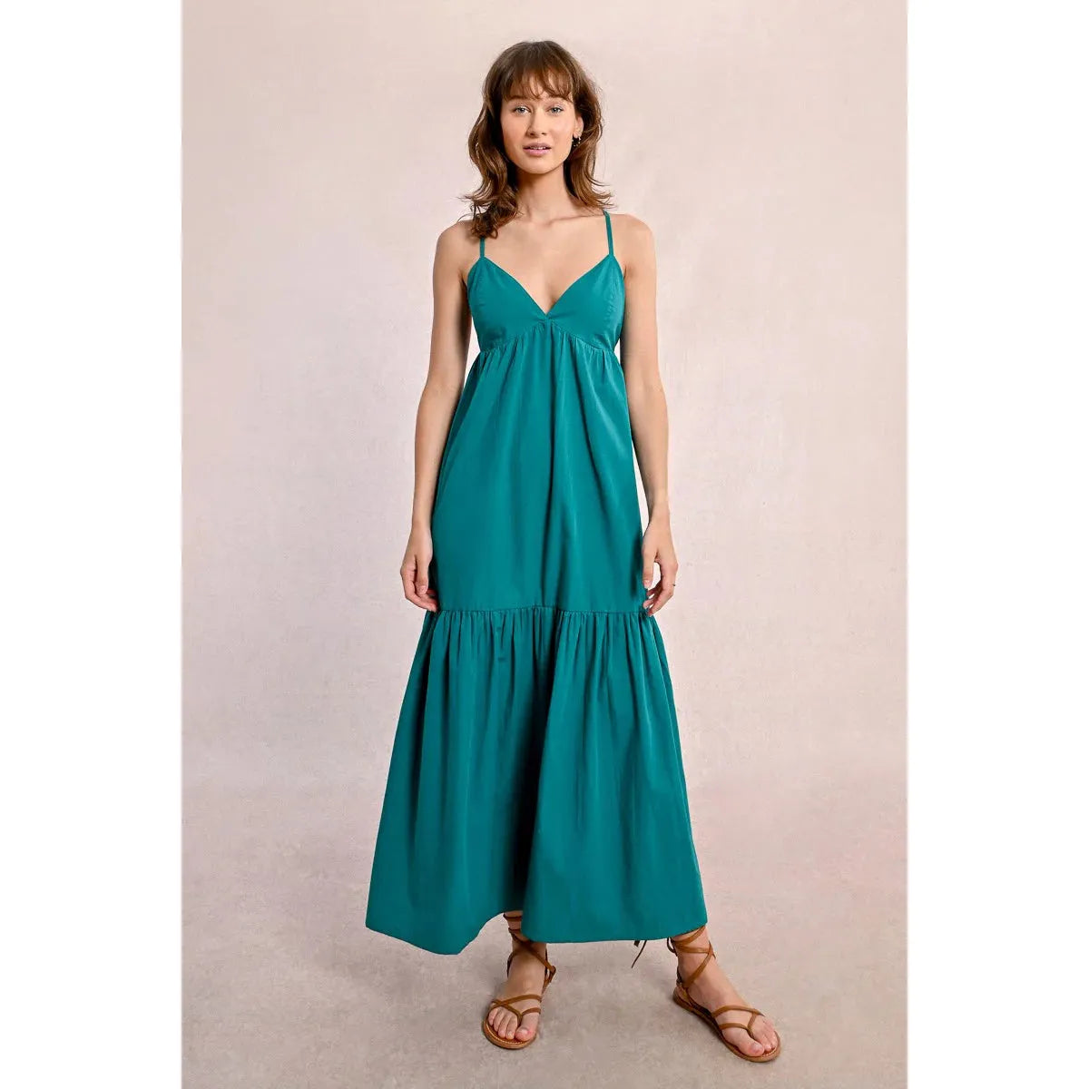 Cross-Back Ruffled Maxi Dress