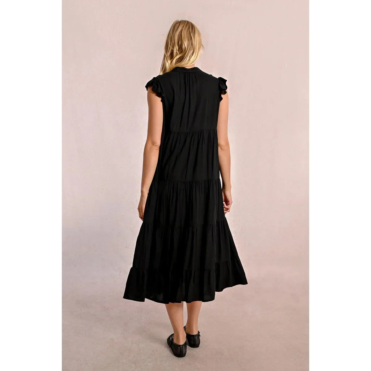 LONG DRESS WITH MULTI-RUFFLES