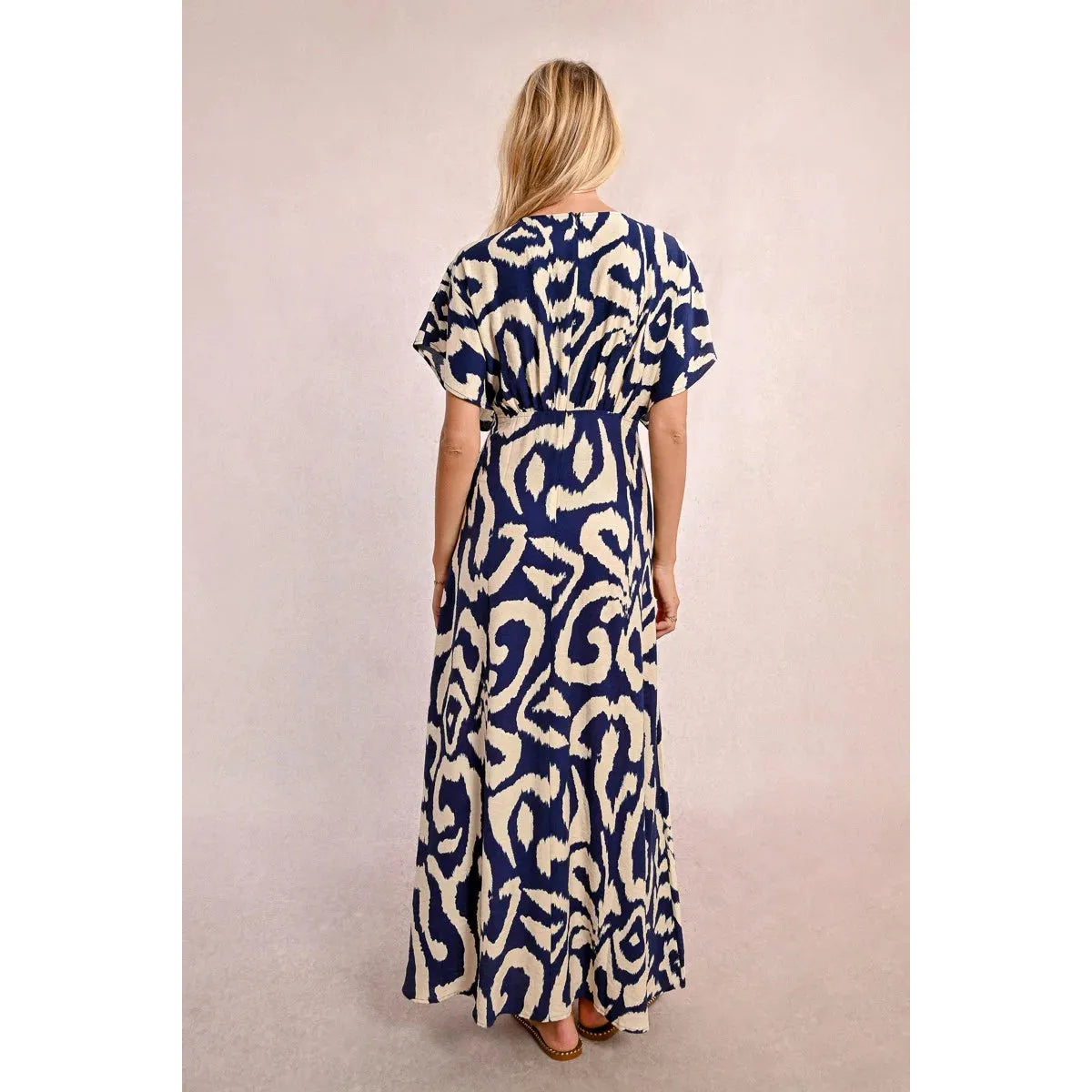 Navy Thais Printed Maxi Dress