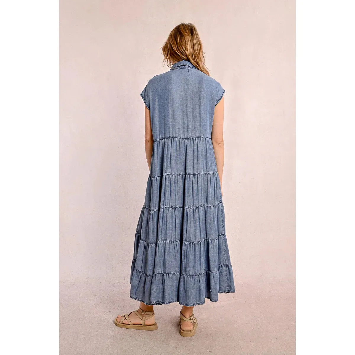Long Ruffled Shirt Dress