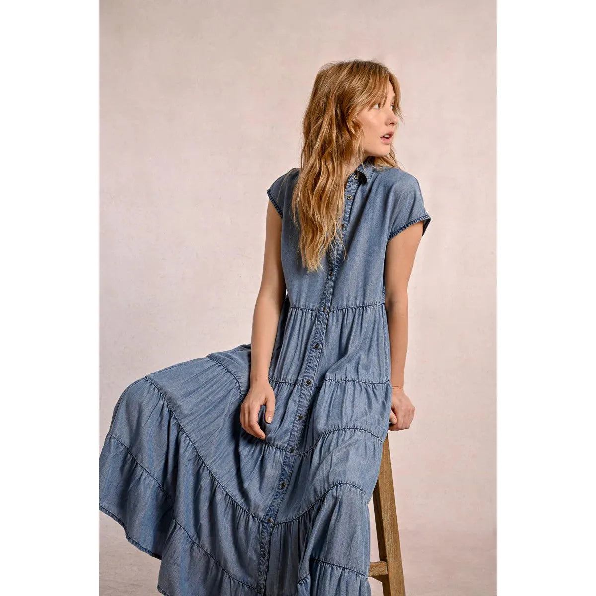Long Ruffled Shirt Dress