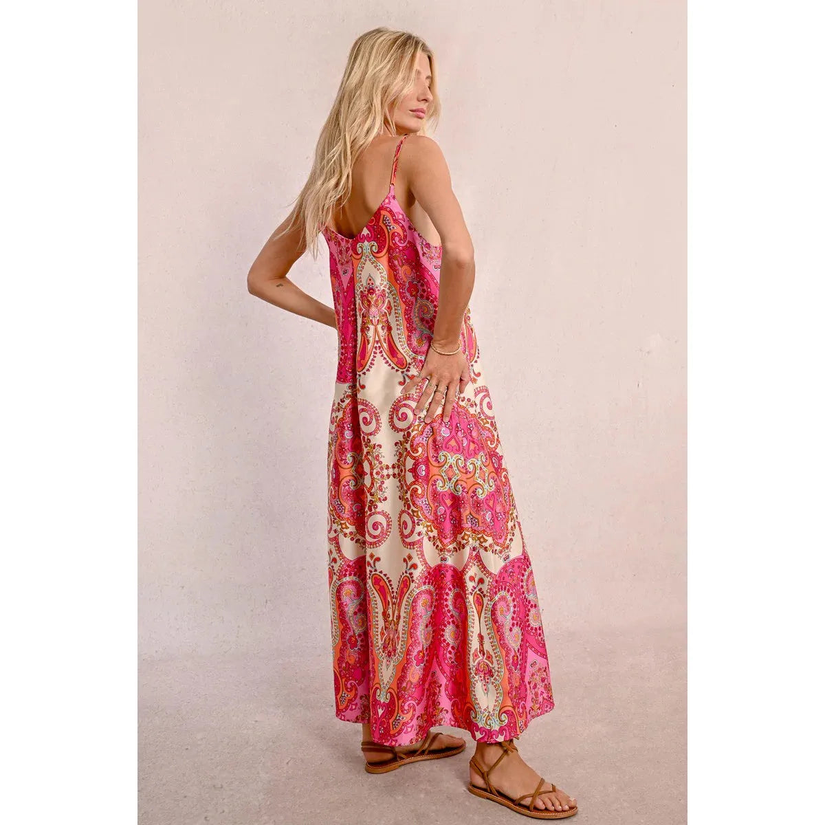 Pink Daphne Satin Maxi Dress