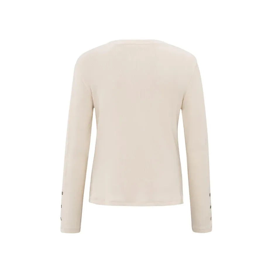 Elise Ribbed Button-Sleeve Top