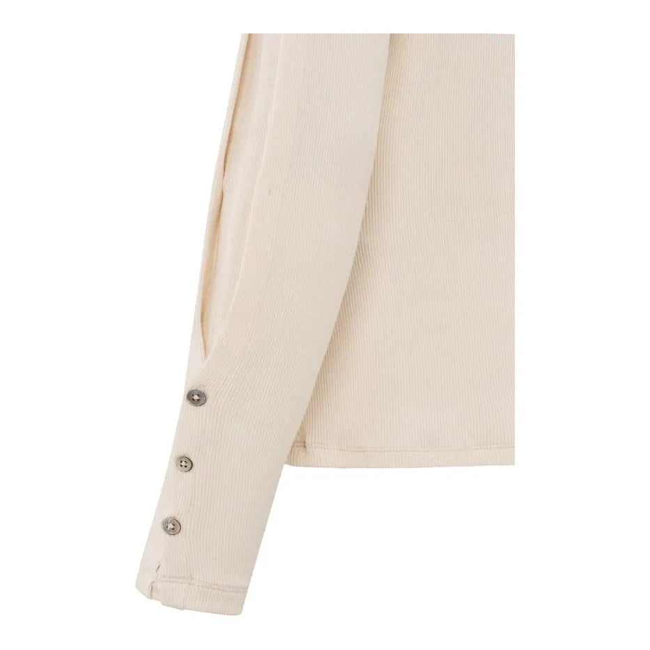 Elise Ribbed Button-Sleeve Top