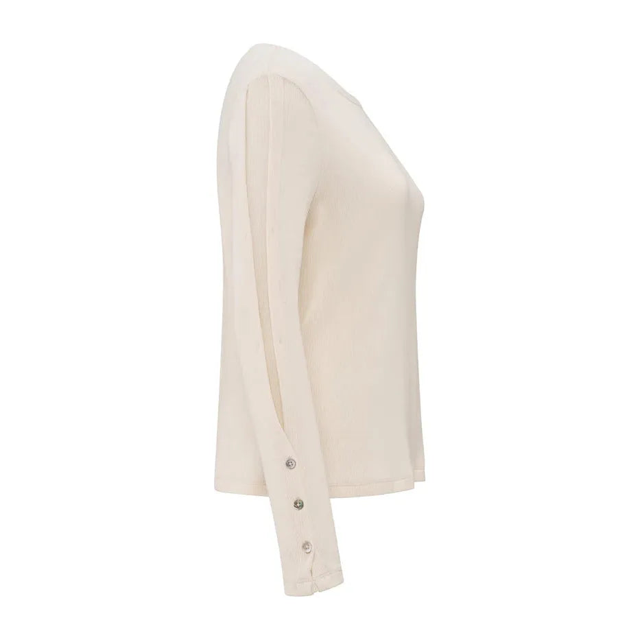 Elise Ribbed Button-Sleeve Top