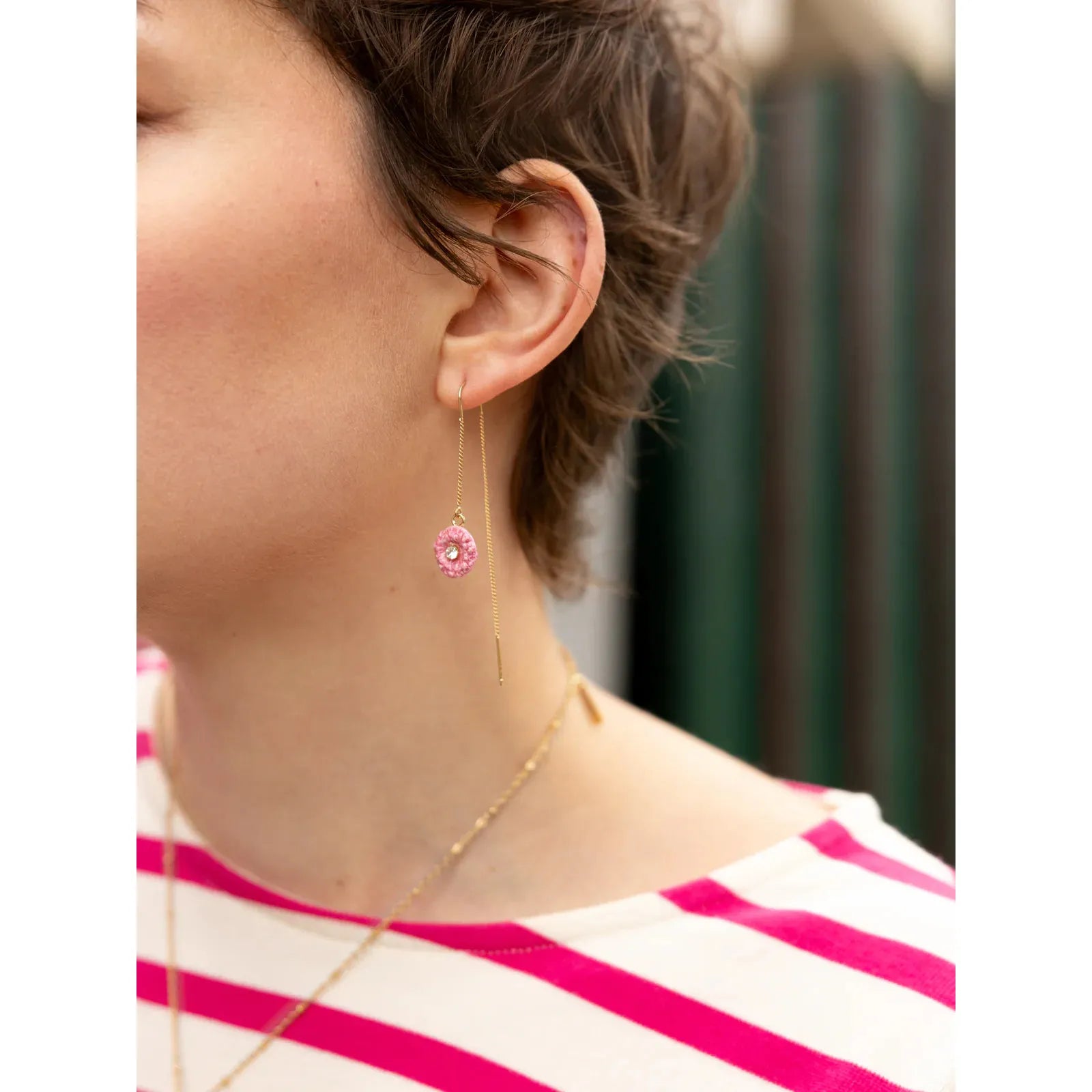 Thistle Flower & Bird Long Earrings