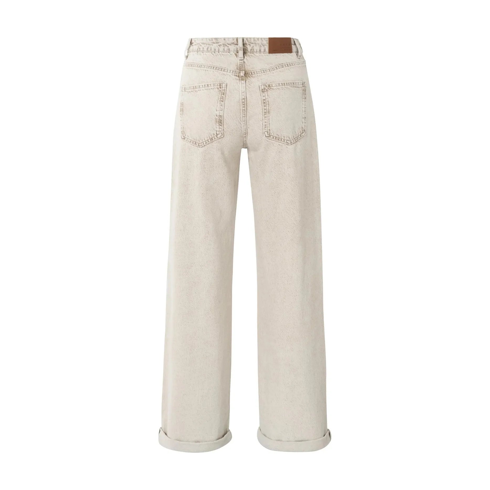 High-Waisted Oversized Denim Trousers – Light Washed Brown