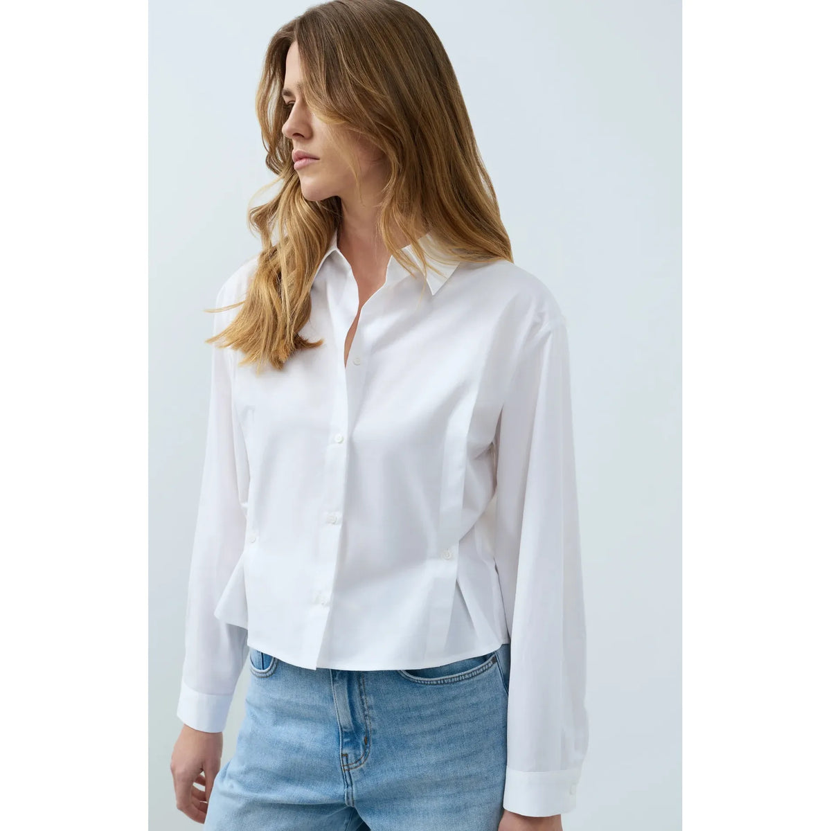 Poplin Blouse w/ Adjustable Waist