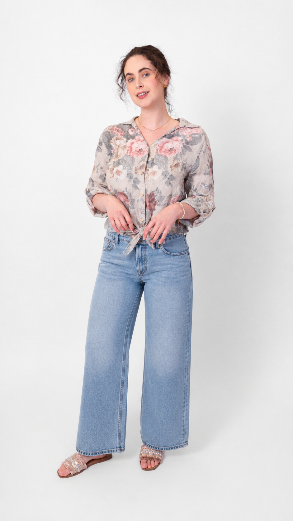 Blush Garden Tie-Front Blouse