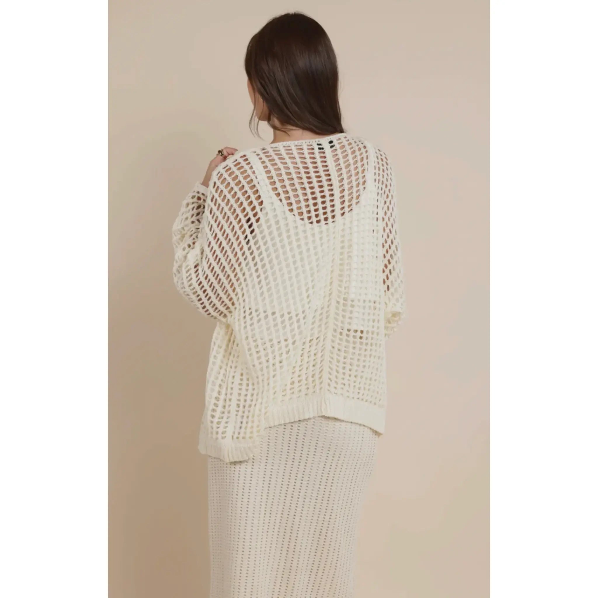 Peach Fuzz Open Knit Cardigan