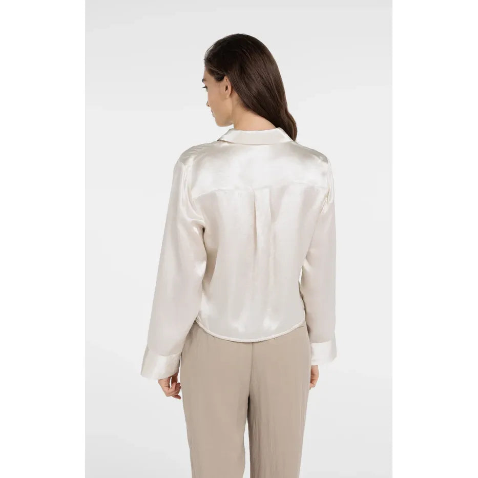 Satin Blouse with Drawstring Hem