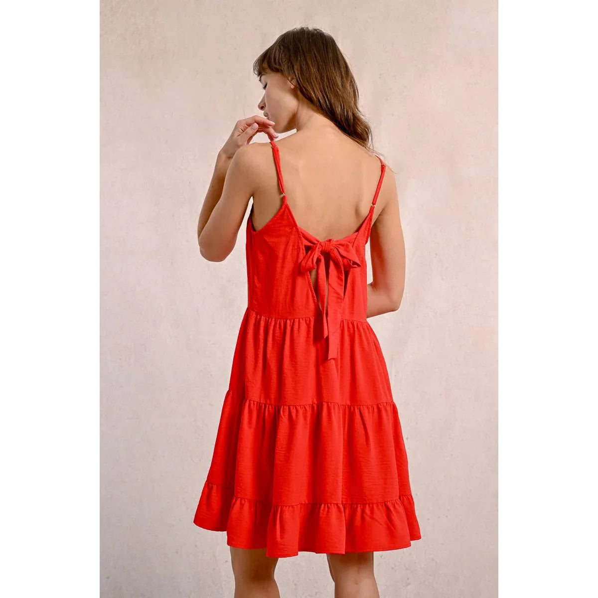 Ruffled Red Tie-Back Dress