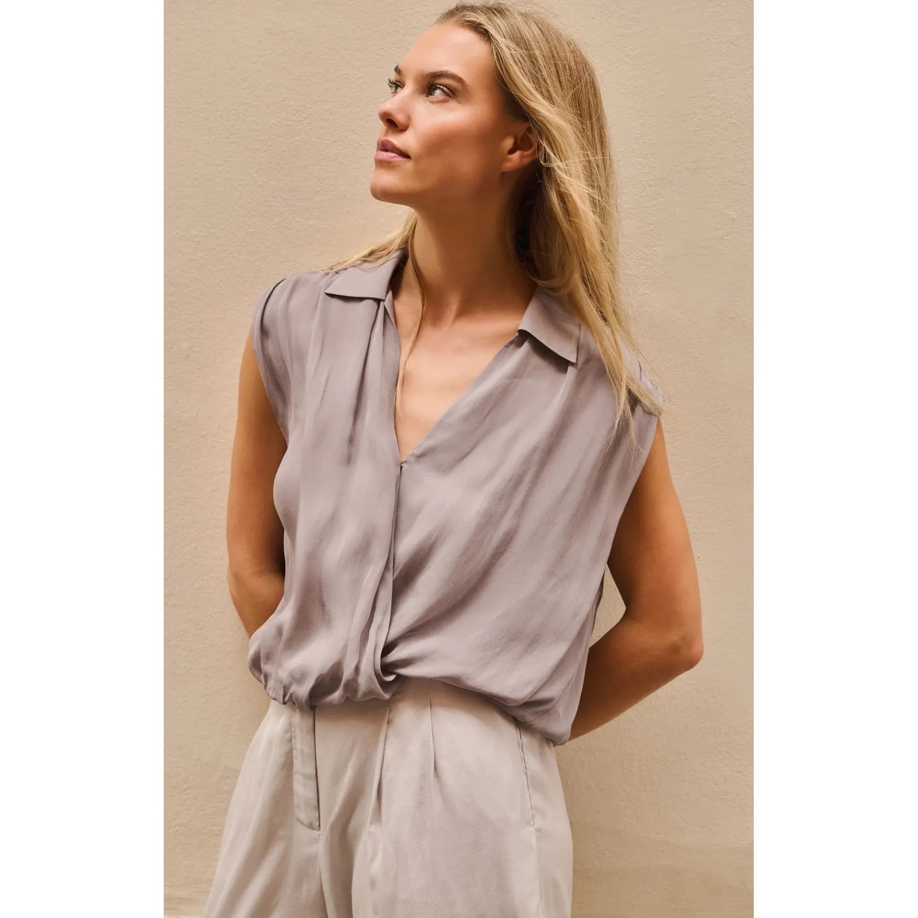 Storm Cloud Wrap Blouse