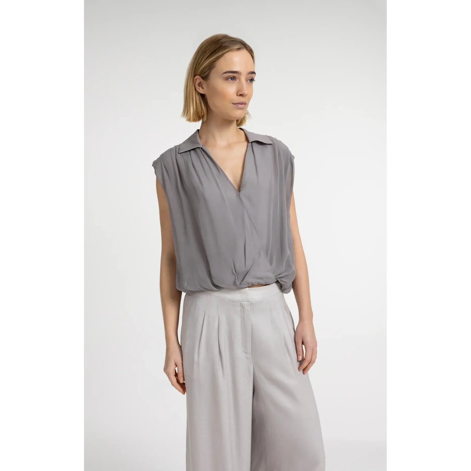 Storm Cloud Wrap Blouse