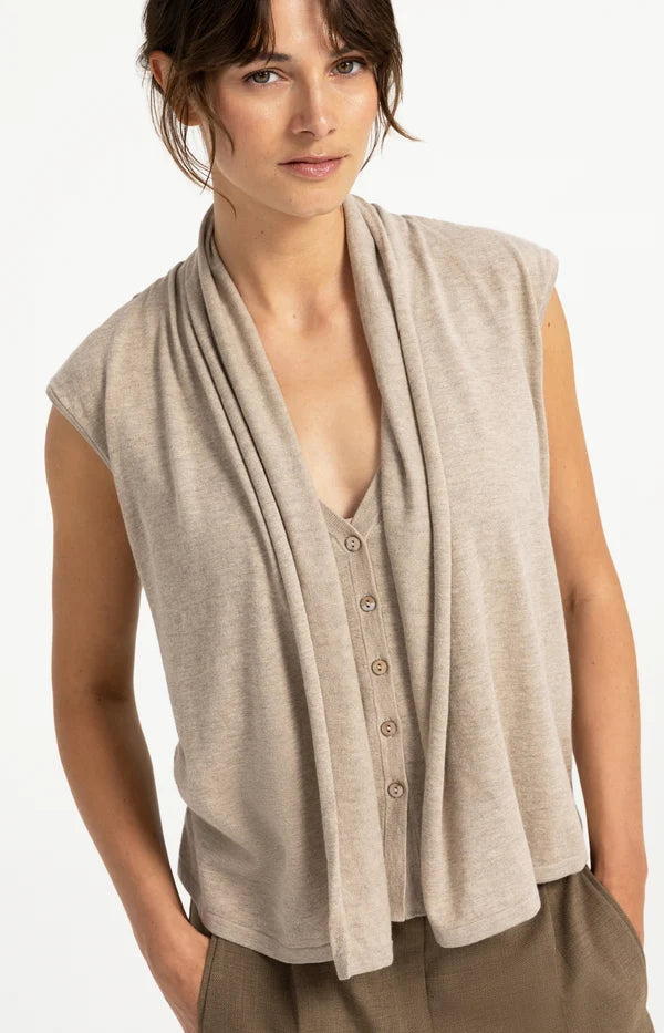 Double Layer Button Sleeveless Cardigan