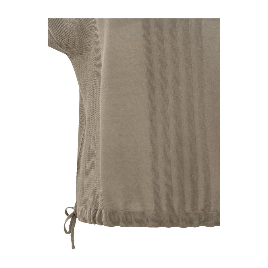 Sleeveless top with lines and drawstring hem
