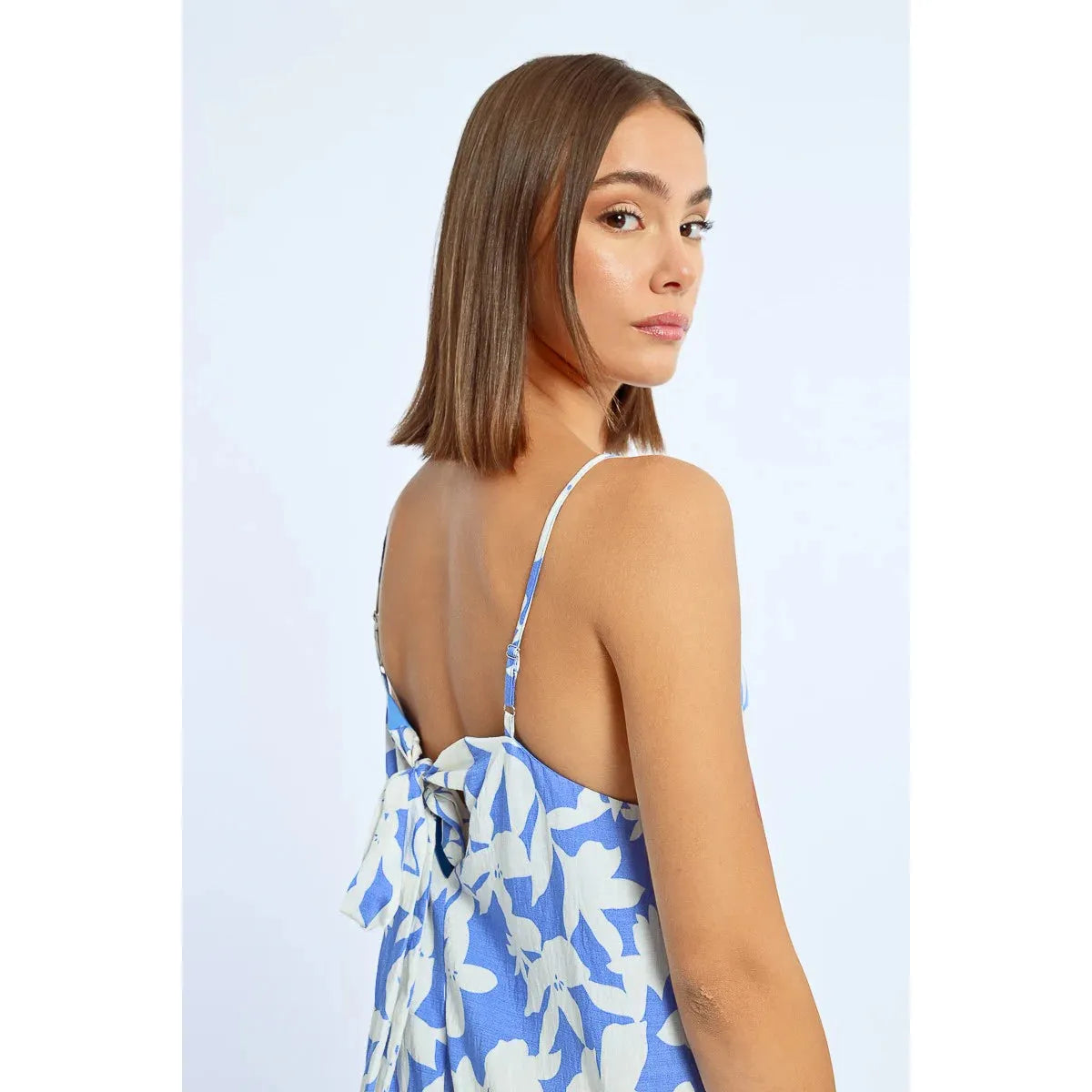 Blue Floral Strappy Jumpsuit