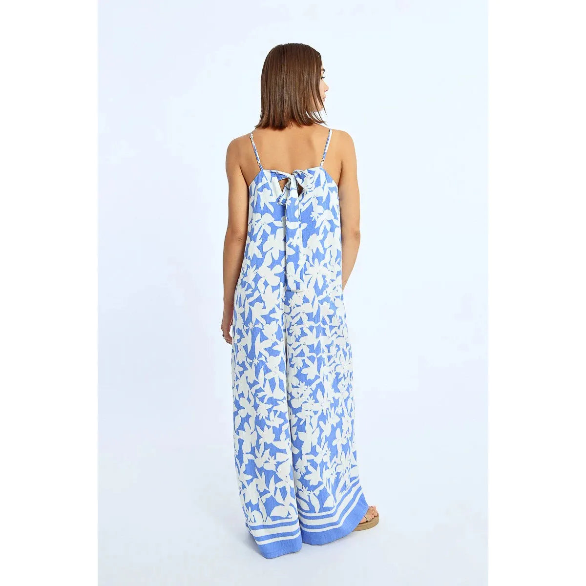 Blue Floral Strappy Jumpsuit
