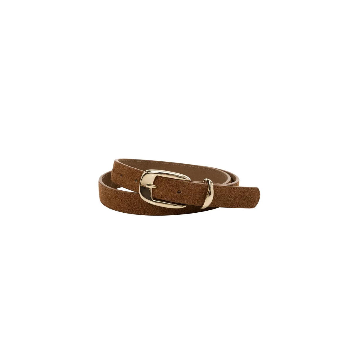 Suede Belt with Gold-Tone Buckle