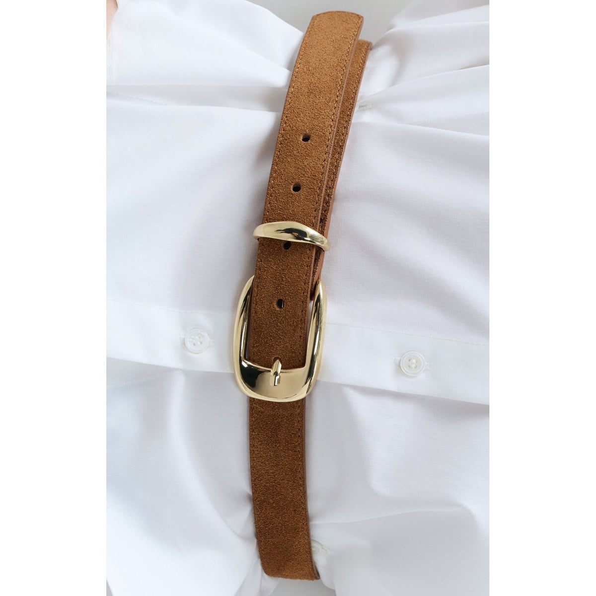 Suede Belt with Gold-Tone Buckle
